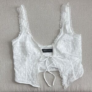 White Fox Boutique White Floral Crop Top - Cottage Core